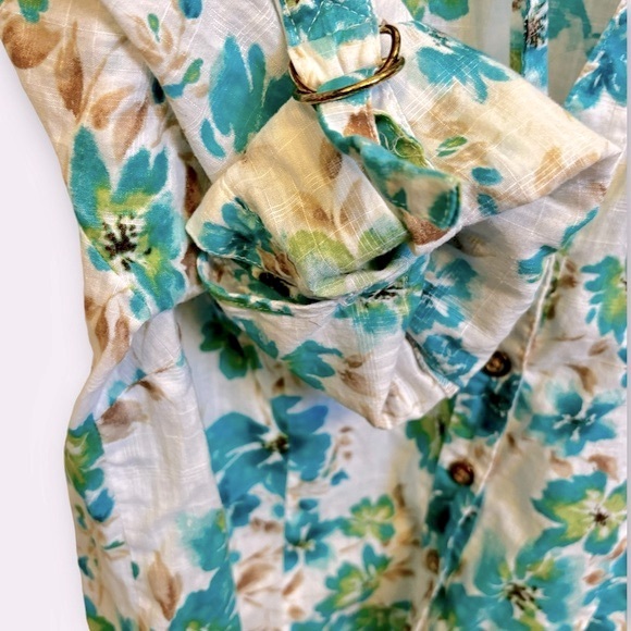 Karen Scott Light-Weight 3/4 Adjustable Sleeve Button Down Blouse Floral Print - Picture 11 of 13